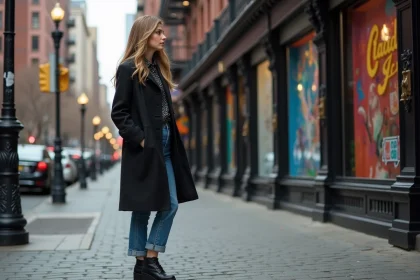 Femme élégante dans le quartier de SoHo avec architecture historique
