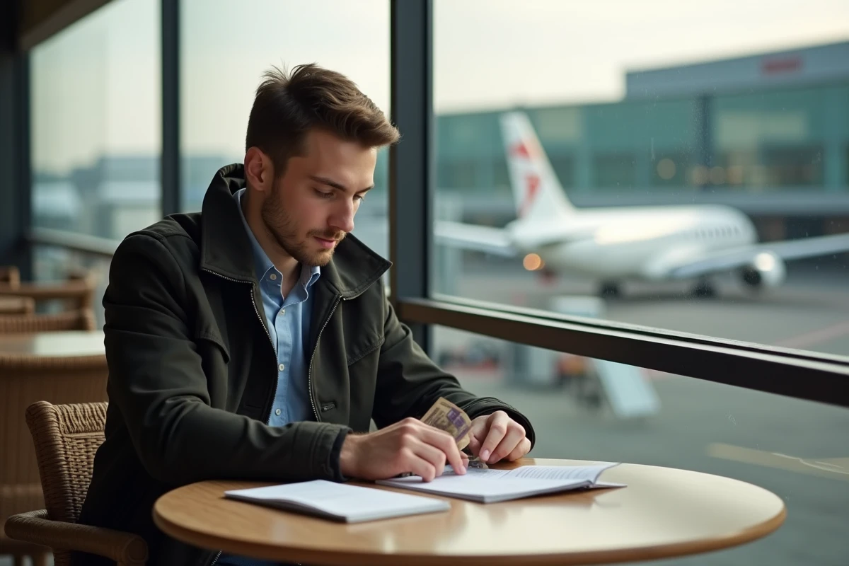 Jeune homme belge comptant de l